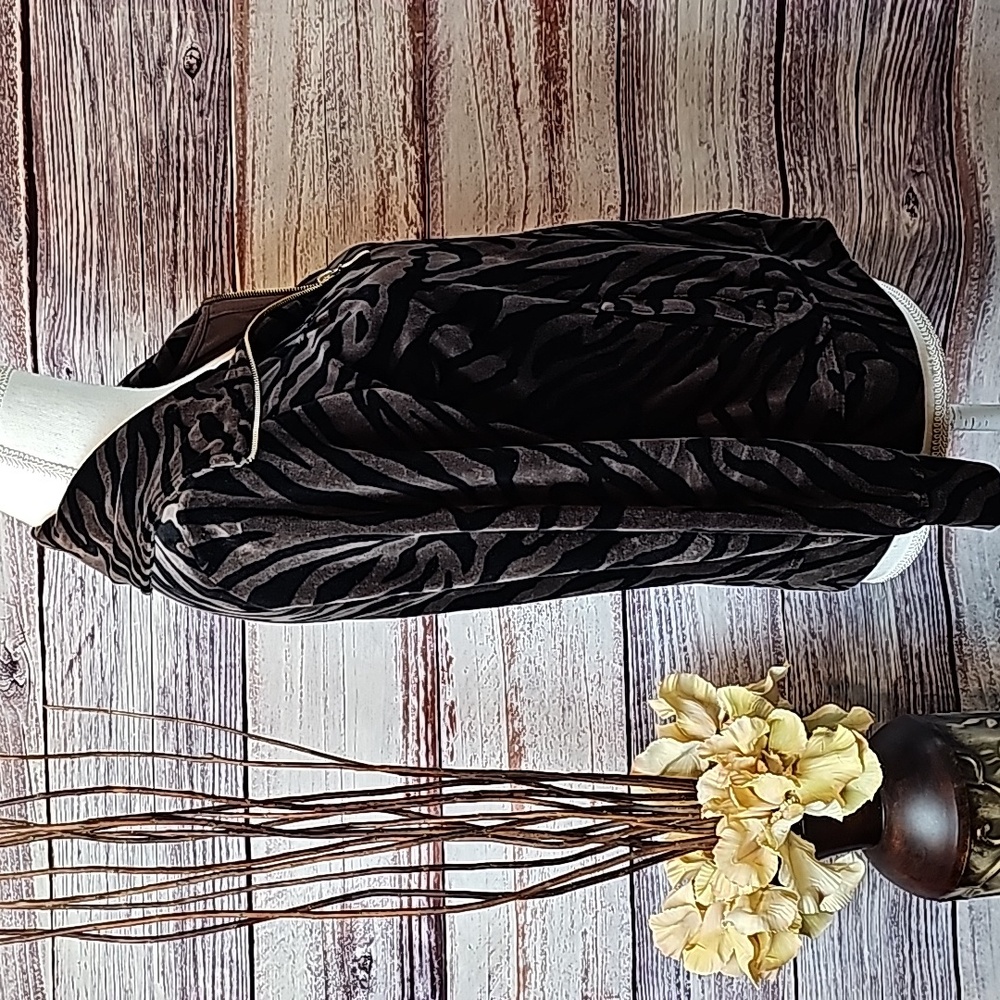 NEW STYLE & CO BROWN BLACK ZEBRA STRIPE VALOR ZIP UP JACKET - Picture 7 of 15